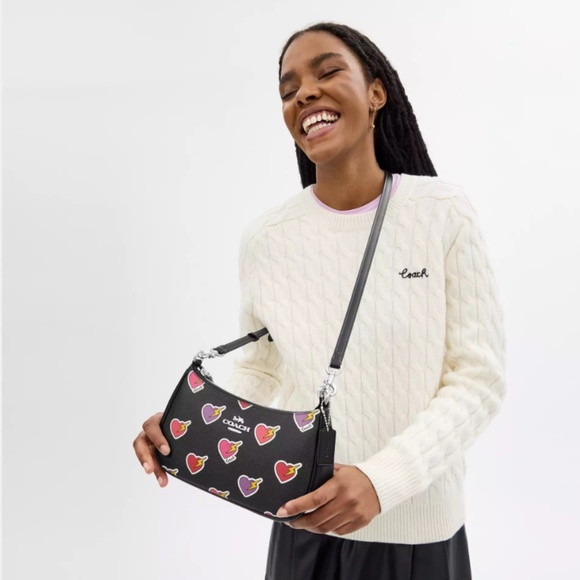 Authentic Teri Shoulder Bag With Heart Bolt Print - Picture 4 of 4